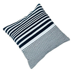 Black & White Geometric-Stripe Woven Cotton Cushion Cover 45x45 cm