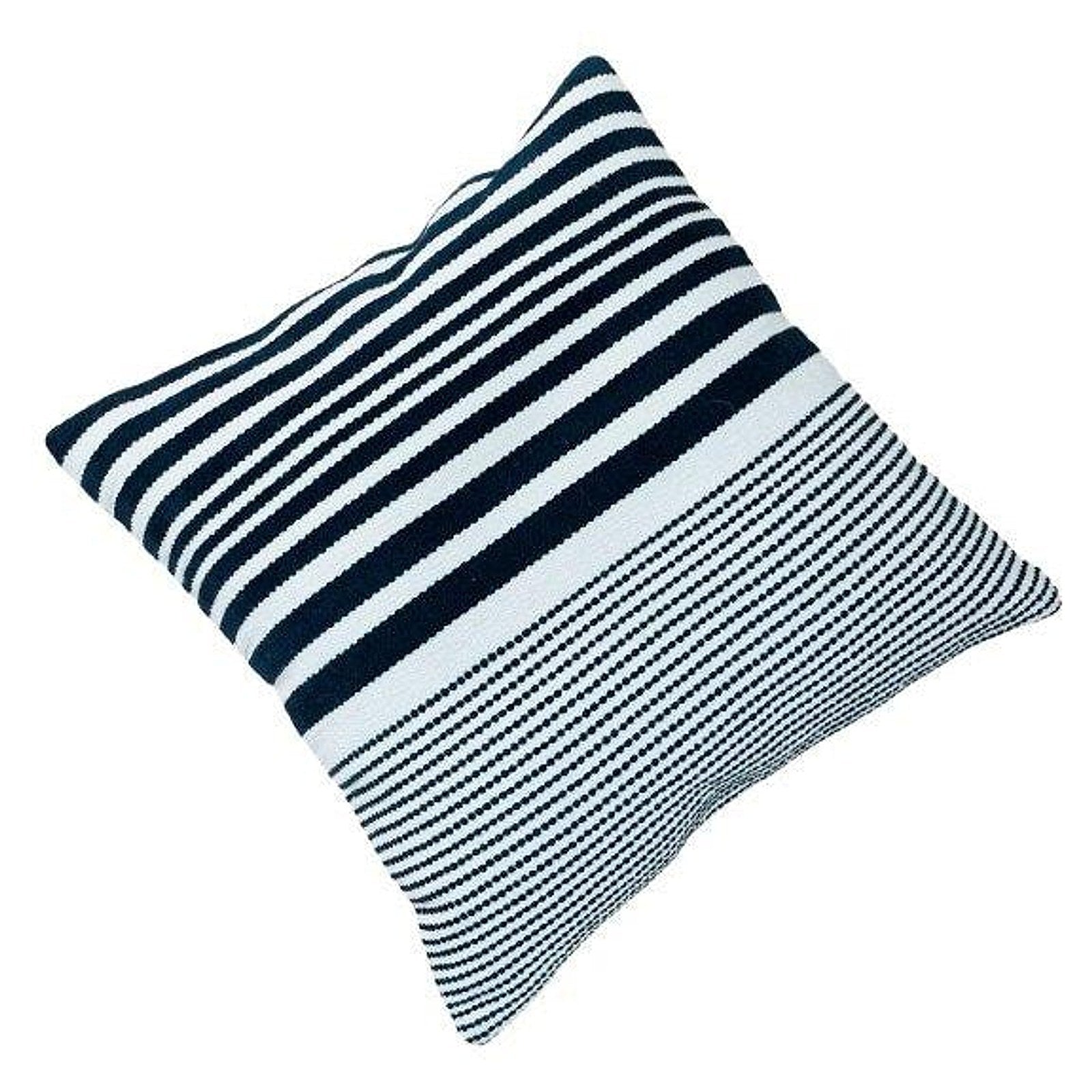 Black and white striped woven cotton cushion cover, 45 x 45 cm
