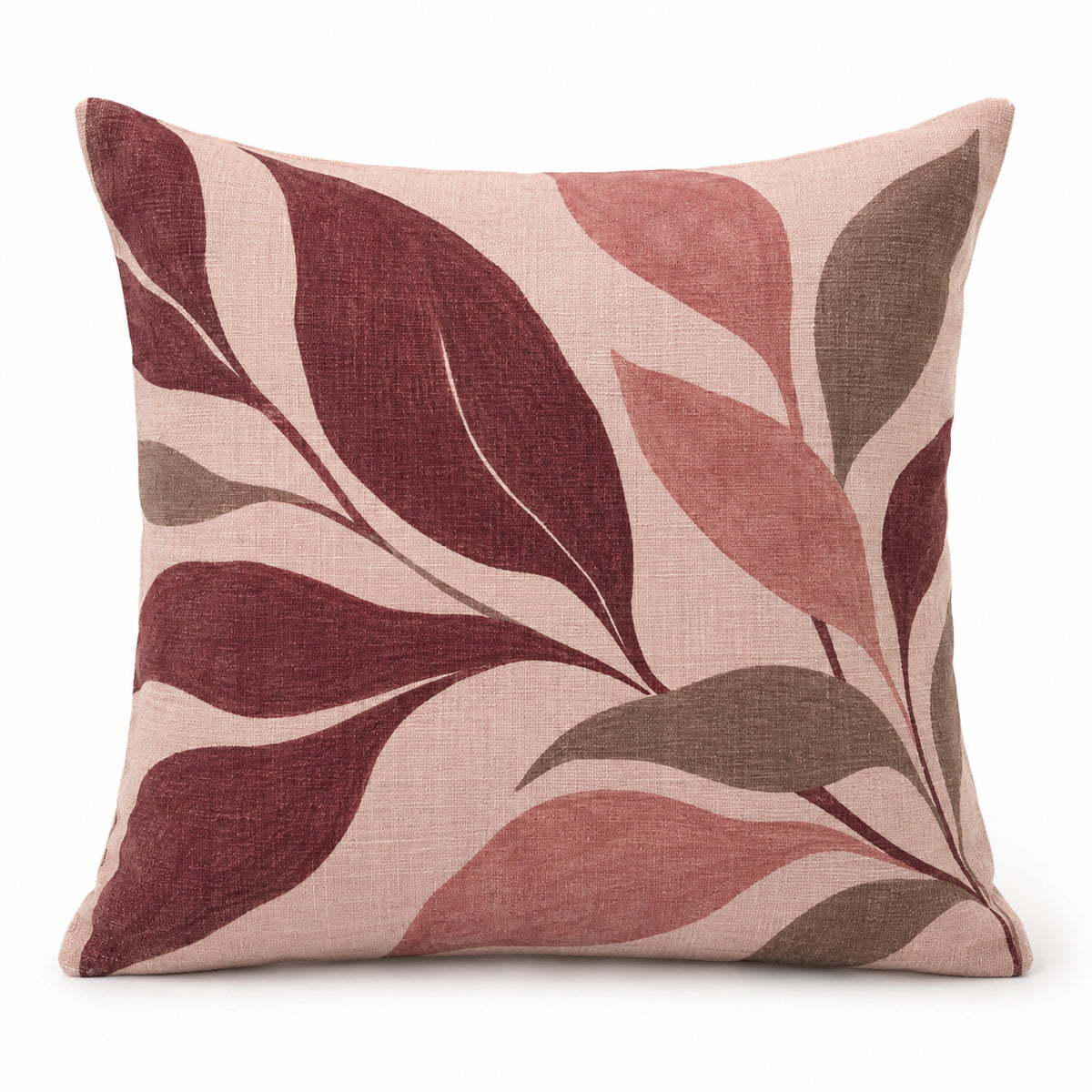 Abstract Leaf Print Cushion Cover 45x45 cm – Multi-Tone Botanical Pattern