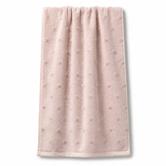 Blush pink raised dot textured cotton terry bath towel 70x140 cm for boutique hotel and spa buyers