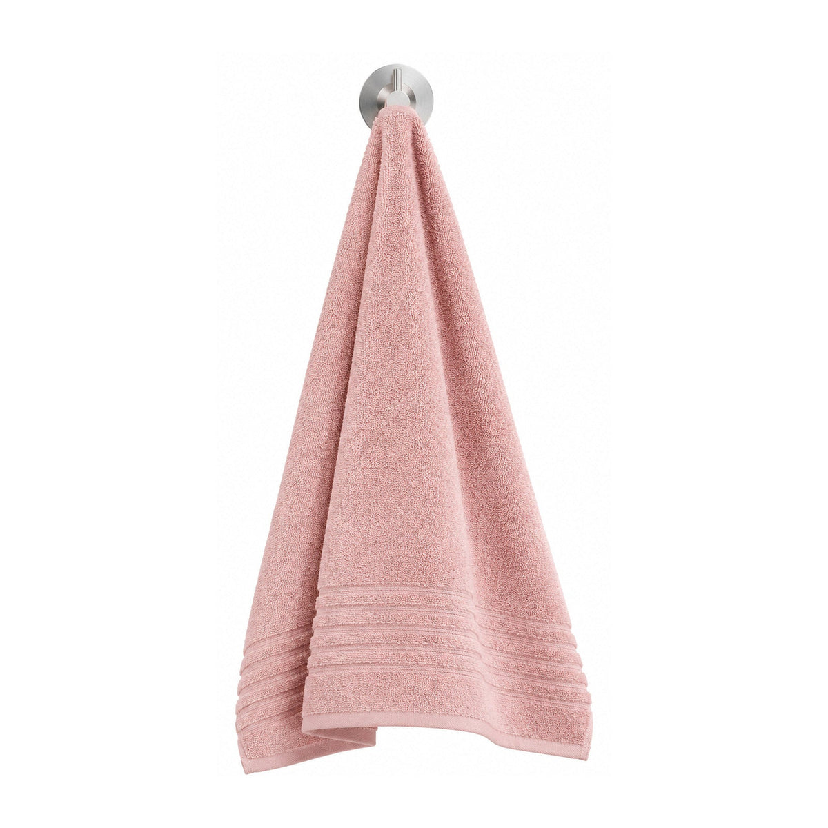Blush pink solid towel with minimalist styling for modern bath collections