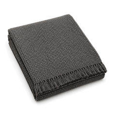 Charcoal grey basket weave woven cotton throw with fringe 130×170 cm by Primeval