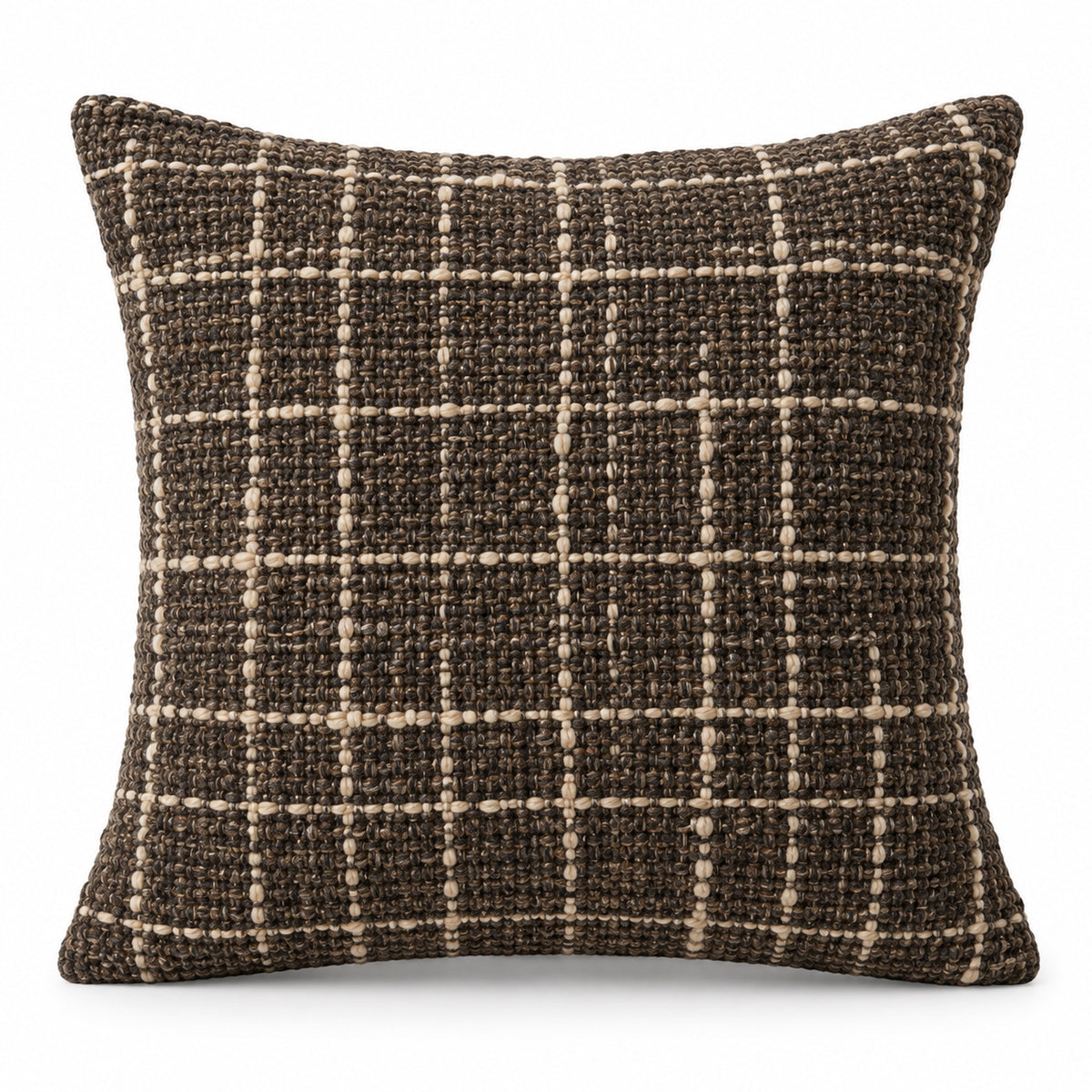 Handwoven Charcoal & Cream Crosshatch Cushion Cover – 45 x 45 cm