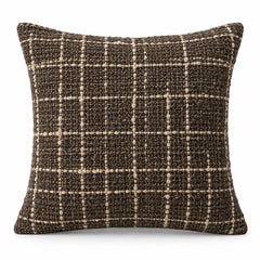 Handwoven Charcoal & Cream Crosshatch Cushion Cover – 45 x 45 cm