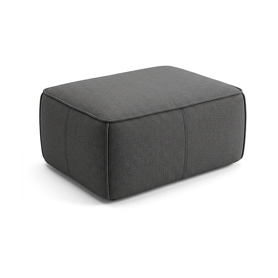 Charcoal grey fabric low square pouf by Primeval