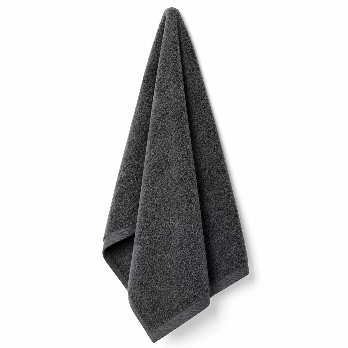 Charcoal grey premium cotton bath towel 70x140 cm on white background