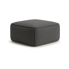 Charcoal grey upholstered low square pouf by Primeval