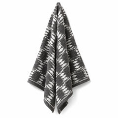Charcoal grey and white modern geometric jacquard cotton bath towel 70x140 cm for designer bath collections