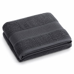 Charcoal grey wide dobby cotton terry bath towel 70x140 cm