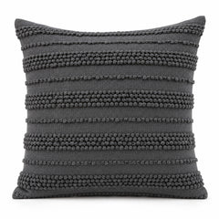 Charcoal decorative cushion with textured bobble stripe detailing