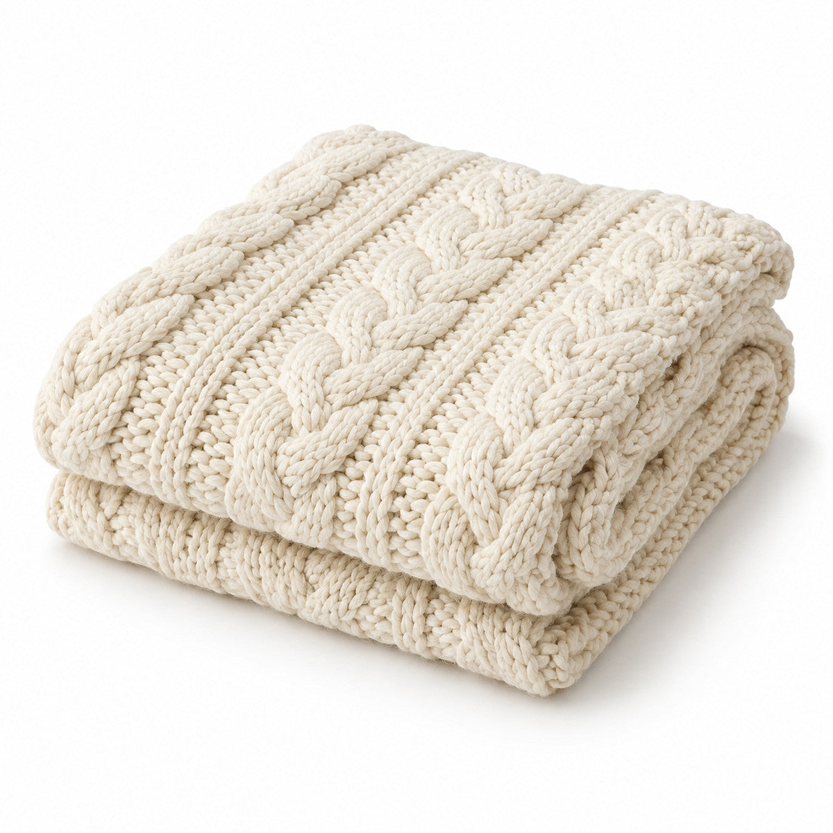 Ivory Cable Knit Throw - Primeval