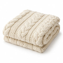 Ivory Cable Knit Throw - Primeval