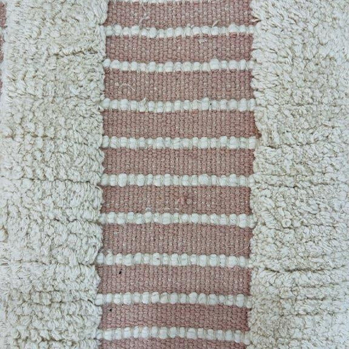 Cream & Blush Stripe Tufted-Woven Cotton Cushion Cover 45x45 cm