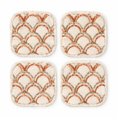 Cream terracotta taupe arch pattern coaster set on a clean white background