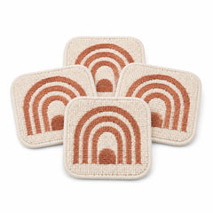 Cream terracotta tufted arch coaster set on a clean white background