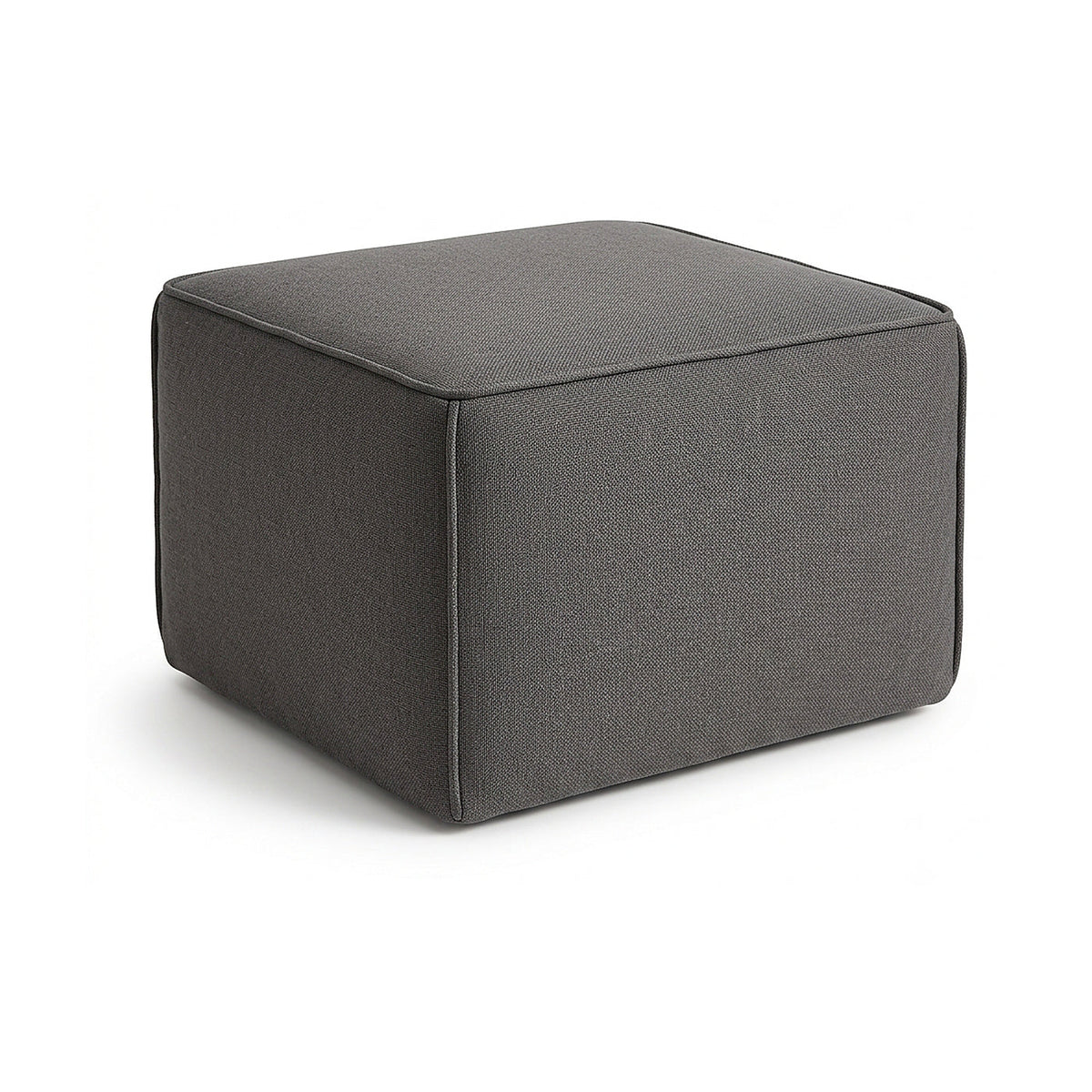 Dark charcoal fabric cube pouf by Primeval