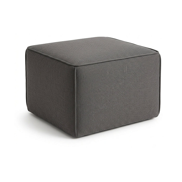 Dark charcoal fabric cube pouf by Primeval