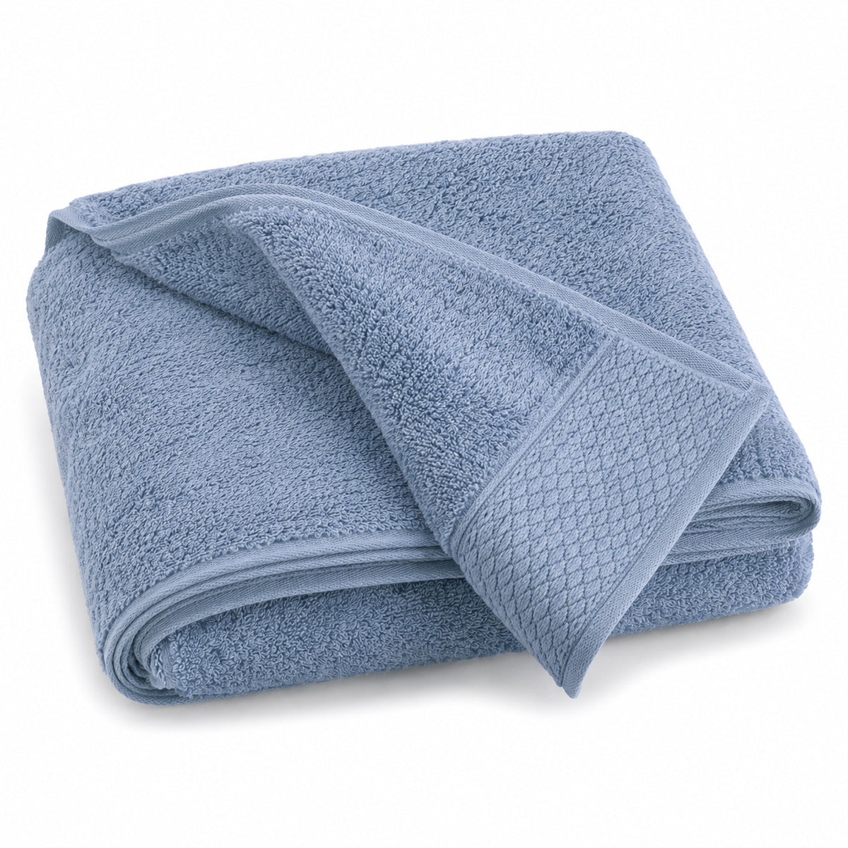 Dusty blue dobby border cotton terry bath towel 70x140 cm