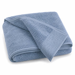 Dusty blue dobby border cotton terry bath towel 70x140 cm