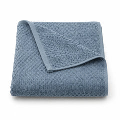 Dusty blue fine dobby texture cotton terry bath towel 70x140 cm for premium hotel and spa buyers