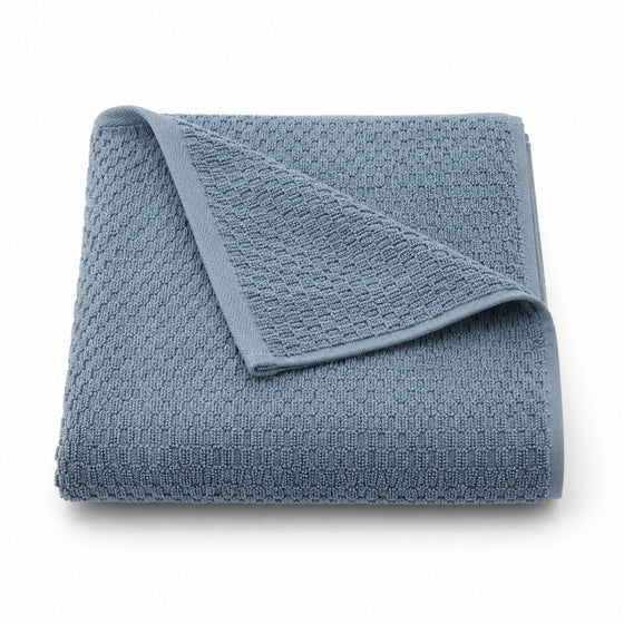 Dusty blue fine dobby texture cotton terry bath towel 70x140 cm for premium hotel and spa buyers