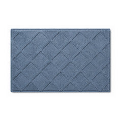 Dusty blue geometric textured cotton bath mat on white background