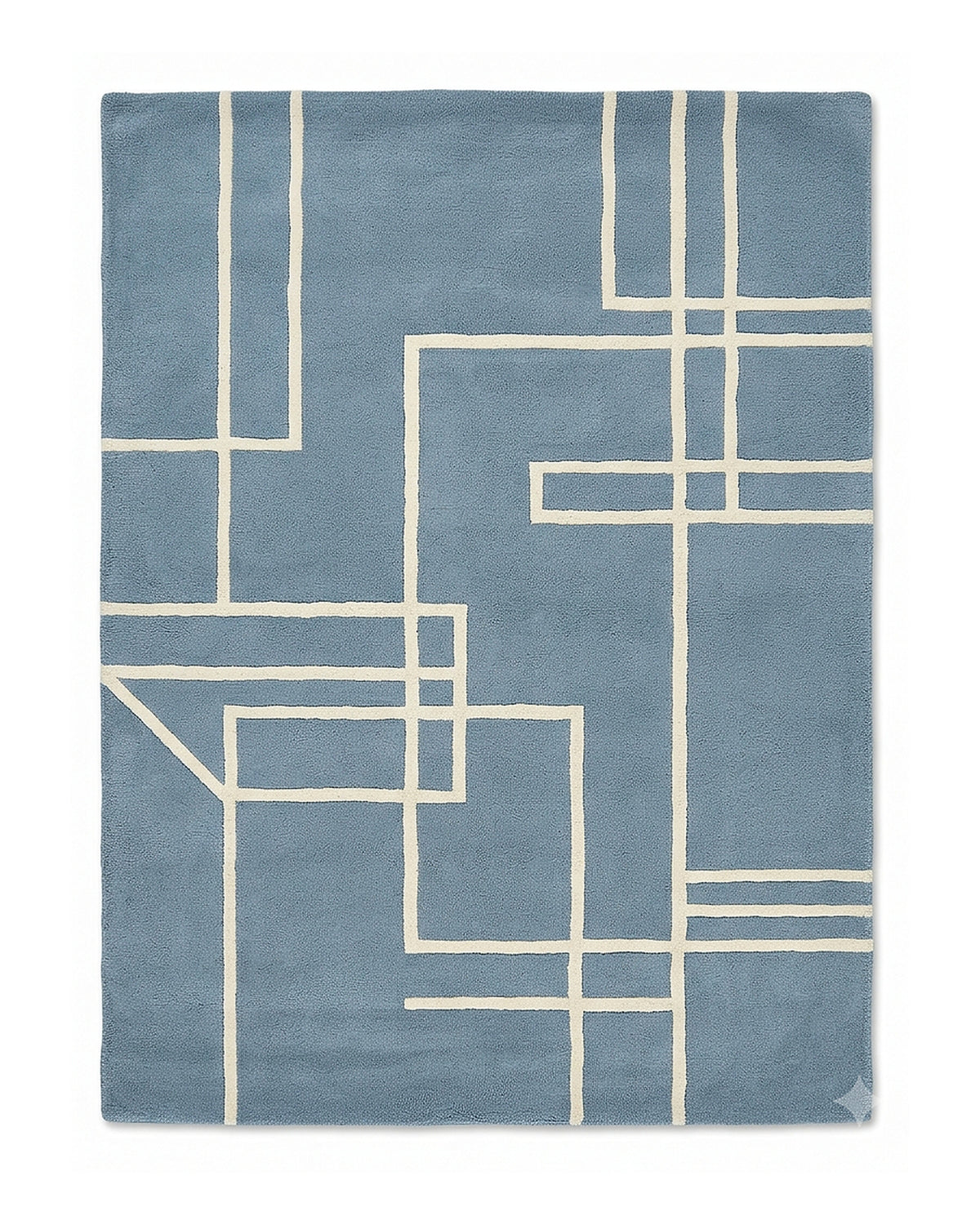 Dusty blue and ivory abstract line geometric area rug by Primeval