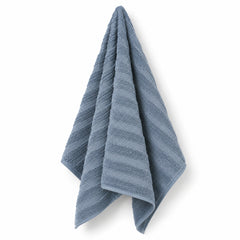 Dusty blue raised stripe cotton terry bath towel 70x140 cm for contemporary hotel and spa buyers