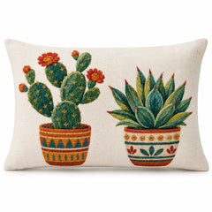 Printed Cactus & Succulent Decorative Cushion Cover – 35 x 50 cm