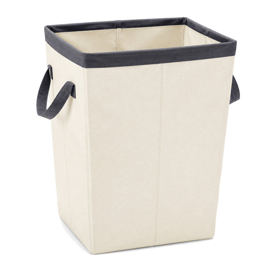 Foldable rectangular canvas laundry basket on a clean white background