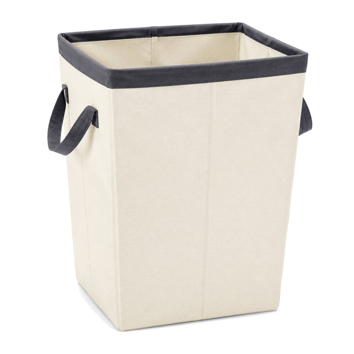 Foldable rectangular canvas laundry basket on a clean white background