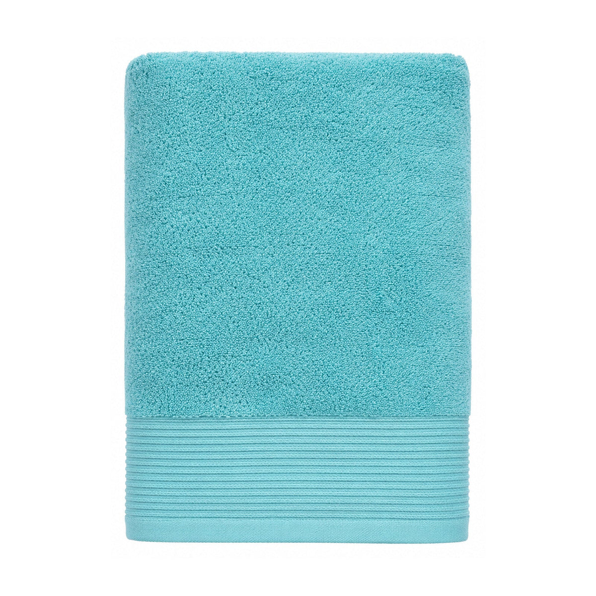 Aqua towel with ribbed border for modern bathroom and hospitality collections