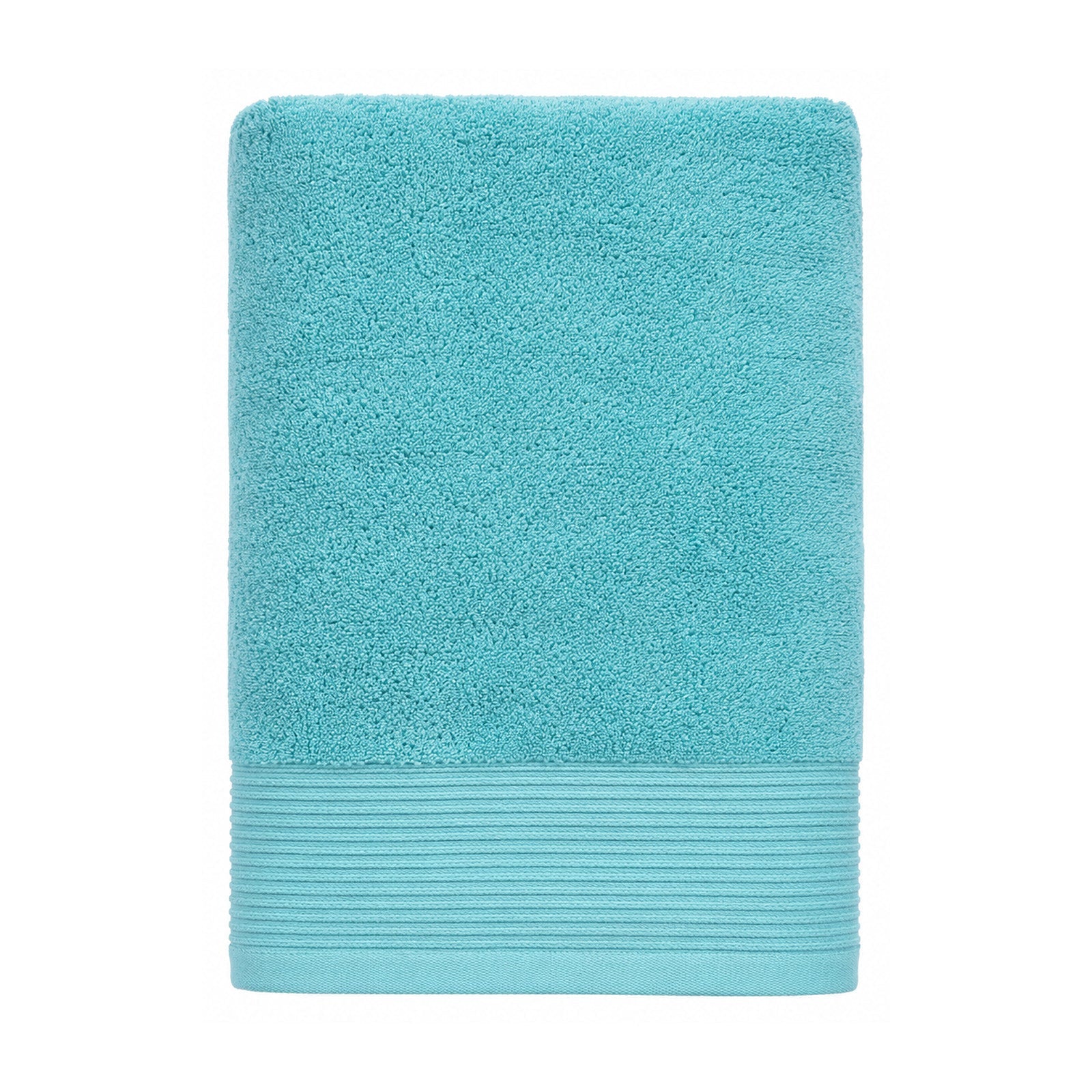 Aqua towel with ribbed border for modern bathroom and hospitality collections