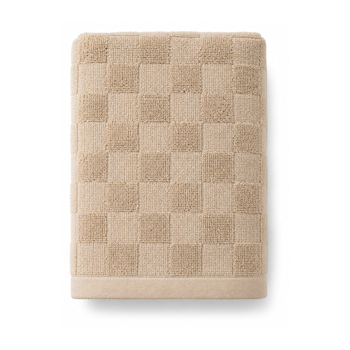 Beige checkerboard textured towel for neutral premium bathroom collections