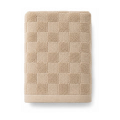 Beige checkerboard textured towel for neutral premium bathroom collections