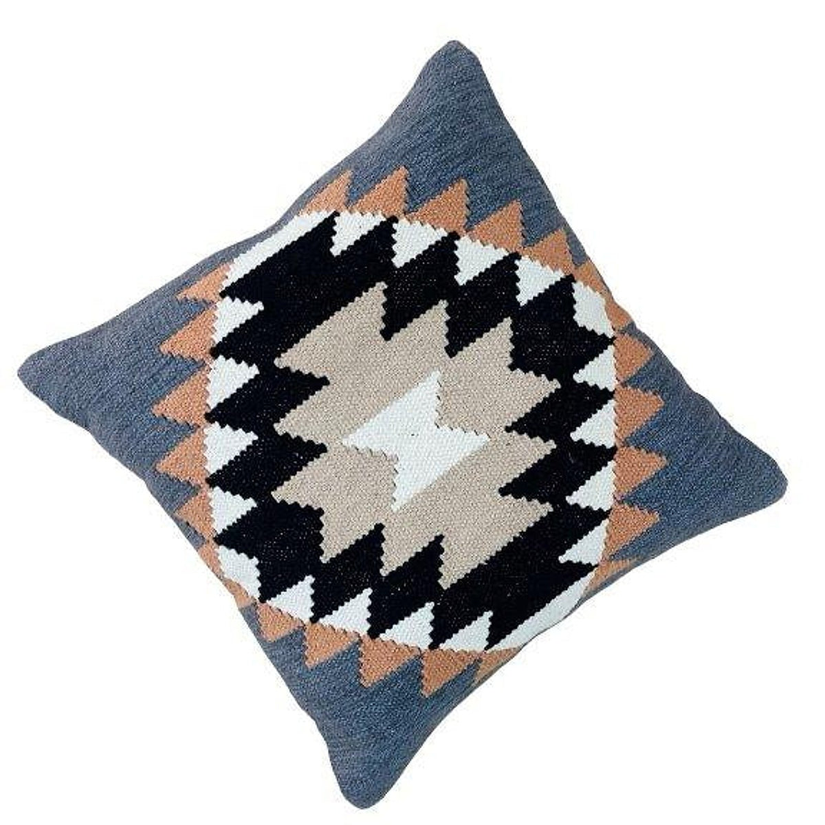 Neutral Multitone Geometric Kilim Handwoven Cotton Cushion Cover 45x45 cm