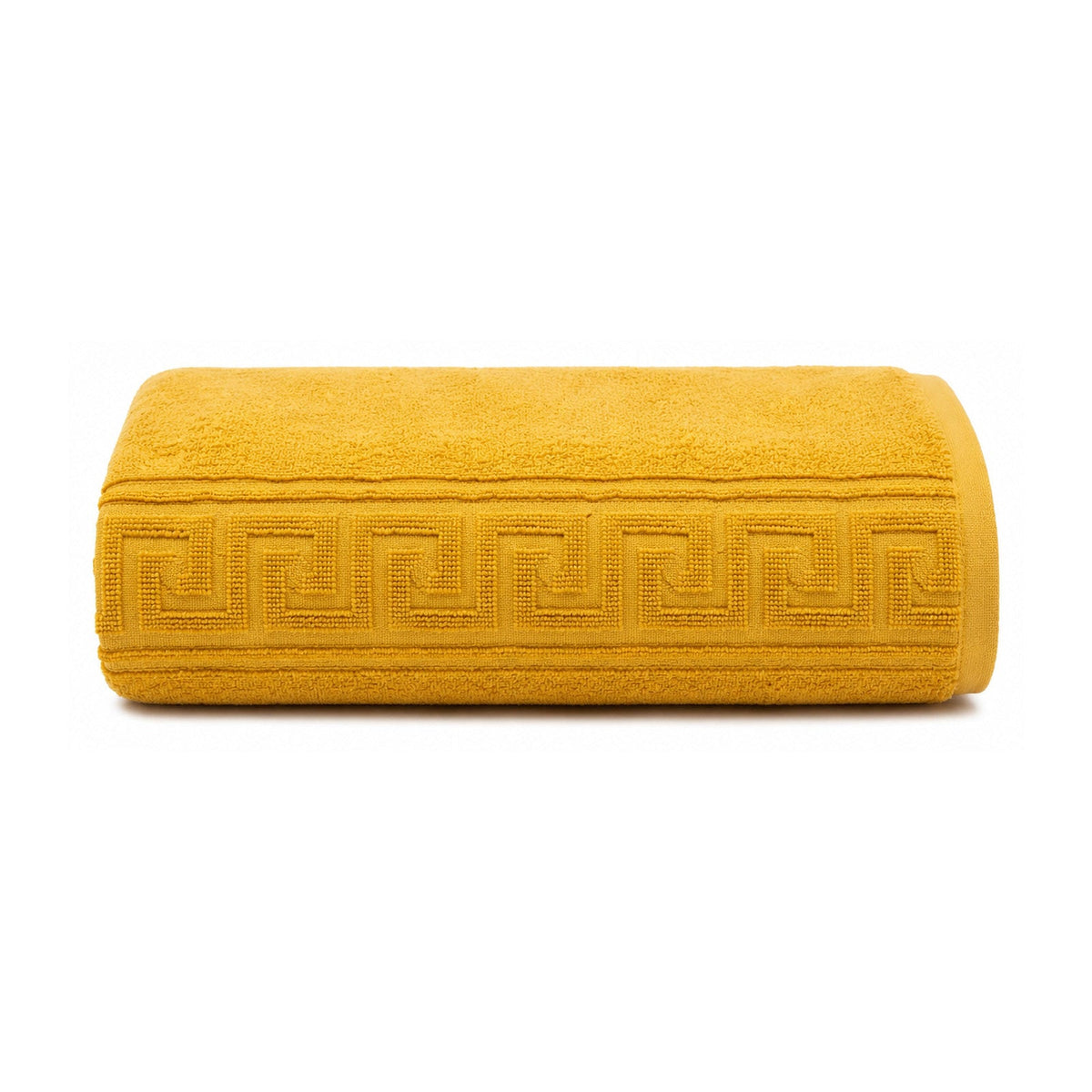 Golden Greek key embossed towel for decorative bath and hospitality collections