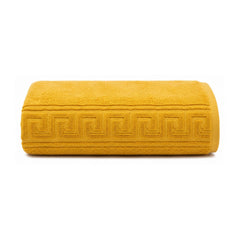 Golden Greek key embossed towel for decorative bath and hospitality collections