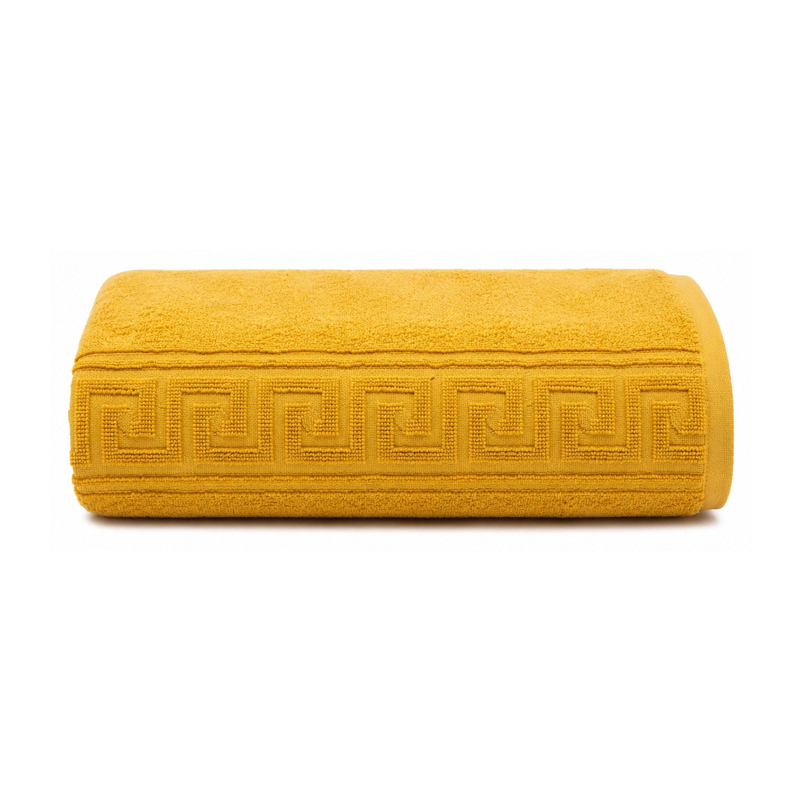 Golden Greek key embossed towel for decorative bath and hospitality collections