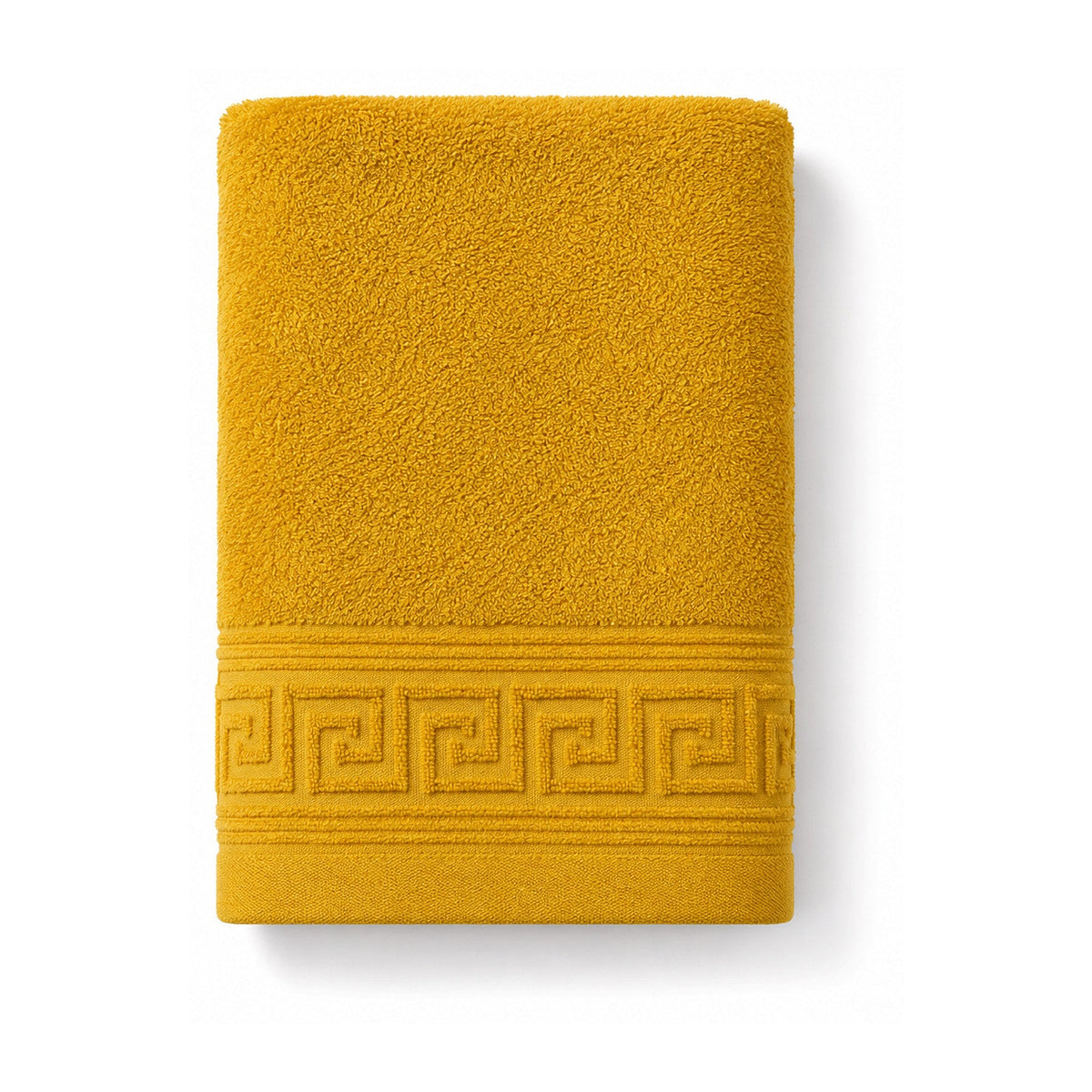 Golden yellow Greek key towel for premium decorative bathroom collections