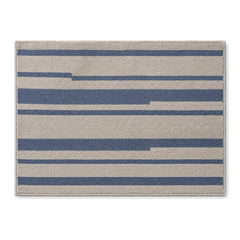 Grey and blue broken horizontal stripe bath mat for contemporary bathroom decor - Primeval
