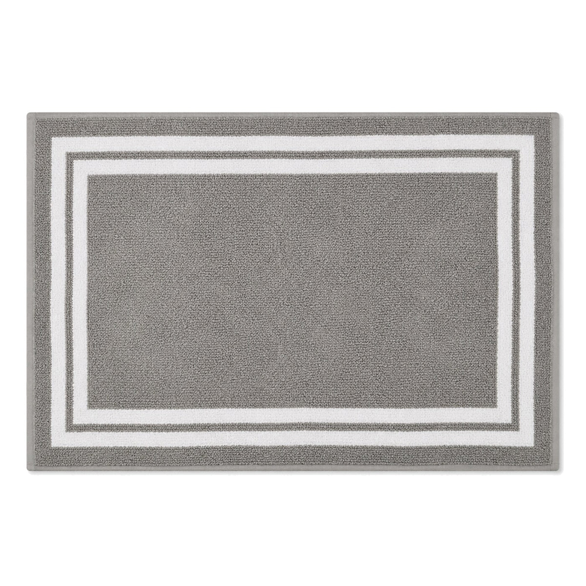 Grey framed border bath mat for contemporary minimalist bathroom decor - Primeval
