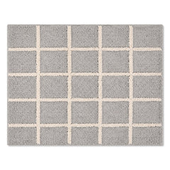 Grey and ivory window grid bath mat for clean contemporary bathroom decor - Primeval