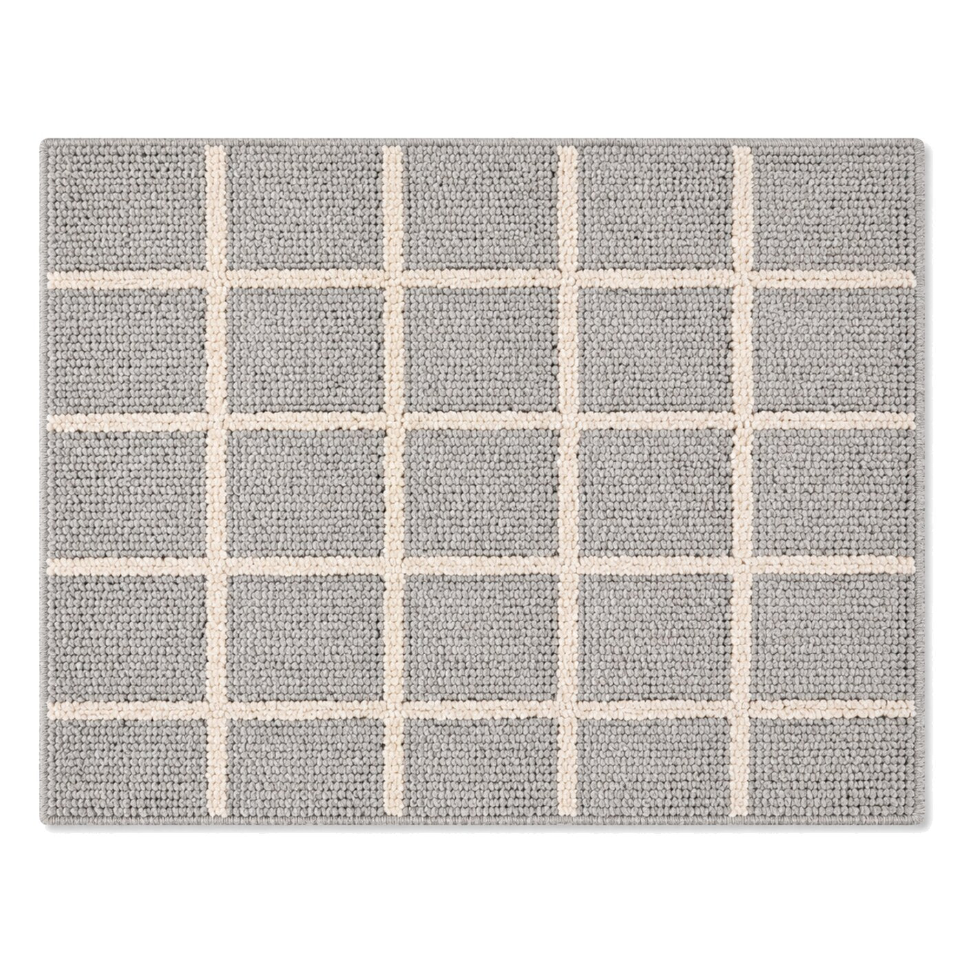 Grey and ivory window grid bath mat for clean contemporary bathroom decor - Primeval