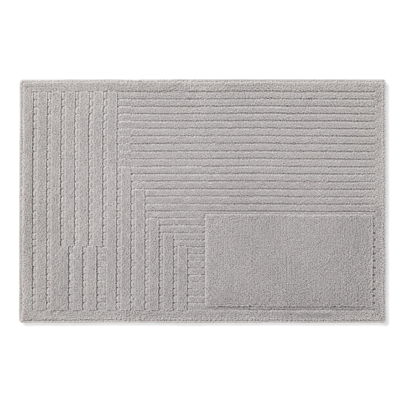 Grey ribbed corner block bath mat for contemporary bathroom decor - Primeval