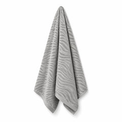 Grey wave jacquard cotton bath towel 70x140 cm on white background