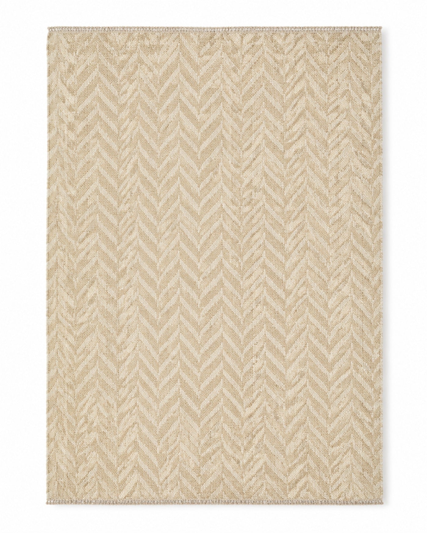Natural ivory handwoven cotton rug with subtle tonal herringbone texture