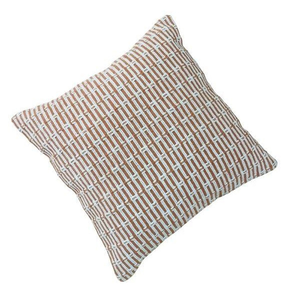 Natural Beige & Ivory Geometric Handwoven Cotton Cushion Cover 45x45 cm