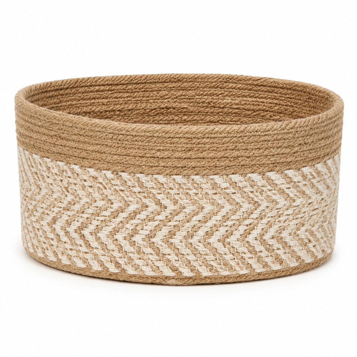 Rectangular handwoven natural jute storage basket with loop handles for shelf organization - Primeval