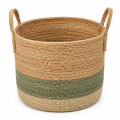 Premium natural fibre jute storage basket with thick braided construction and clean handles - Primeval